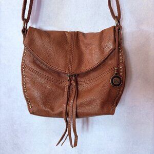 The Sak Flap Genuine Leather Crossbody Bag Purse Studded Brown